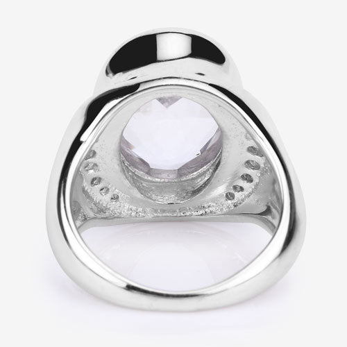 Bids.com 5.38 Carat Genuine Crystal Quartz and White Diamond .925 Sterling Silver Ring Rings