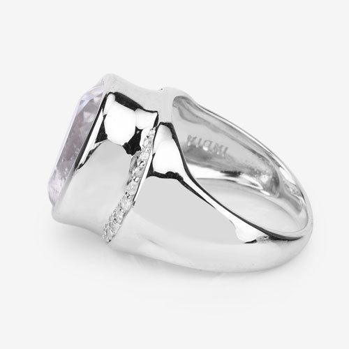 Bids.com 5.38 Carat Genuine Crystal Quartz and White Diamond .925 Sterling Silver Ring Rings