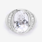 Bids.com 5.38 Carat Genuine Crystal Quartz and White Diamond .925 Sterling Silver Ring Rings
