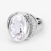 Bids.com 5.38 Carat Genuine Crystal Quartz and White Diamond .925 Sterling Silver Ring Rings