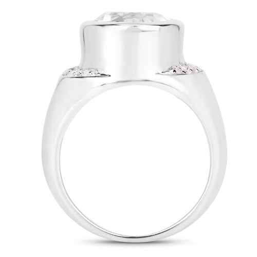 Bids.com 5.38 Carat Genuine Crystal Quartz and White Diamond .925 Sterling Silver Ring Rings