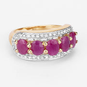 Bids.com 1.74 Carat Genuine Ruby and White Diamond .925 Sterling Silver Ring Rings
