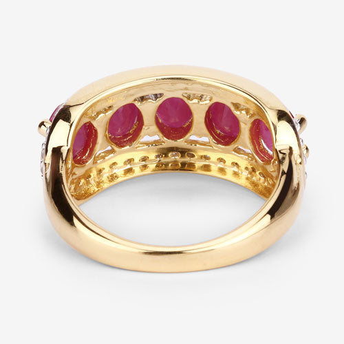 Bids.com 1.74 Carat Genuine Ruby and White Diamond .925 Sterling Silver Ring Rings