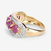 Bids.com 1.74 Carat Genuine Ruby and White Diamond .925 Sterling Silver Ring Rings