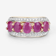 Bids.com 1.74 Carat Genuine Ruby and White Diamond .925 Sterling Silver Ring Rings
