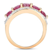 Bids.com 1.74 Carat Genuine Ruby and White Diamond .925 Sterling Silver Ring Rings