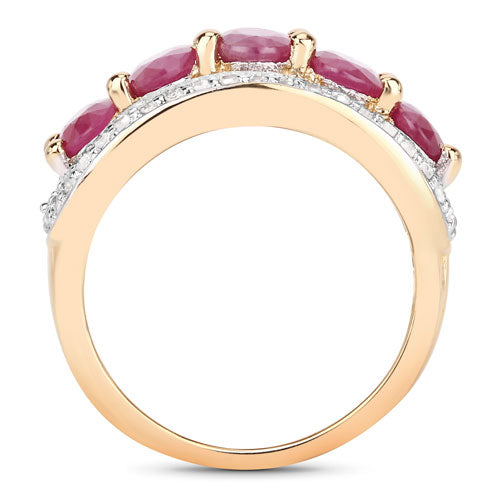 Bids.com 1.74 Carat Genuine Ruby and White Diamond .925 Sterling Silver Ring Rings