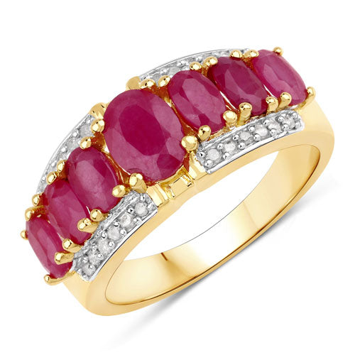 Bids.com 2.60 Carat Genuine Johnson Ruby and White Diamond .925 Sterling Silver Ring Rings