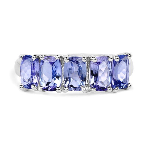 Bids.com 2.65 Carat Genuine Tanzanite .925 Sterling Silver Ring Rings