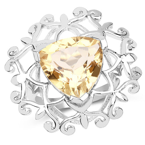 Bids.com 5.71 Carat Genuine Citrine .925 Sterling Silver Ring Rings