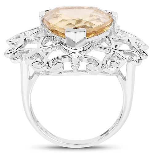 Bids.com 5.71 Carat Genuine Citrine .925 Sterling Silver Ring Rings