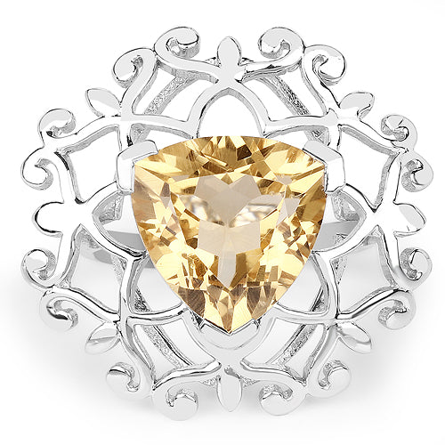 Bids.com 5.71 Carat Genuine Citrine .925 Sterling Silver Ring Rings