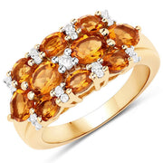 Bids.com 14K Yellow Gold Plated 2.48 Carat Genuine Citrine & White Topaz .925 Sterling Silver Ring Rings