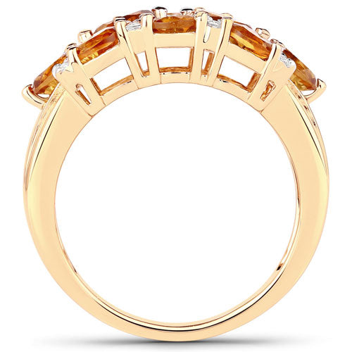Bids.com 14K Yellow Gold Plated 2.48 Carat Genuine Citrine & White Topaz .925 Sterling Silver Ring Rings