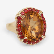 Bids.com 9.38 Carat Genuine Citrine and Orange Sapphire .925 Sterling Silver Ring Rings