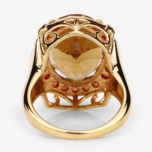 Bids.com 9.38 Carat Genuine Citrine and Orange Sapphire .925 Sterling Silver Ring Rings