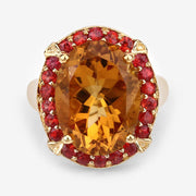 Bids.com 9.38 Carat Genuine Citrine and Orange Sapphire .925 Sterling Silver Ring Rings
