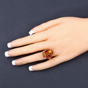 Bids.com 9.38 Carat Genuine Citrine and Orange Sapphire .925 Sterling Silver Ring Rings