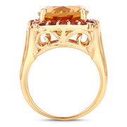 Bids.com 9.38 Carat Genuine Citrine and Orange Sapphire .925 Sterling Silver Ring Rings