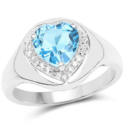 Bids.com 2.23 Carat Genuine Swiss Blue Topaz and White Topaz .925 Sterling Silver Ring Rings