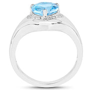 Bids.com 2.23 Carat Genuine Swiss Blue Topaz and White Topaz .925 Sterling Silver Ring Rings