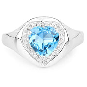 Bids.com 2.23 Carat Genuine Swiss Blue Topaz and White Topaz .925 Sterling Silver Ring Rings