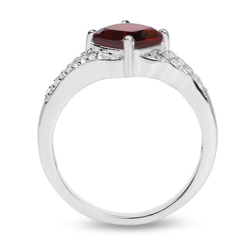 Bids.com 1.67 Carat Genuine Garnet and White Topaz .925 Sterling Silver Ring Rings