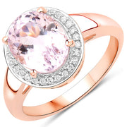 Bids.com 3.64 Carat Genuine Kunzite and White Zircon .925 Sterling Silver Ring Rings