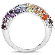 Bids.com 4.16 Carat Genuine Multi Stones .925 Sterling Silver Ring Rings