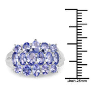 Bids.com 3.08 Carat Genuine Tanzanite .925 Sterling Silver Ring Rings
