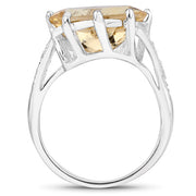 Bids.com 4.63 Carat Genuine Citrine and White Topaz .925 Sterling Silver Ring Rings