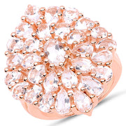 Bids.com 18K Rose Gold Plated 4.55 Carat Genuine Morganite .925 Sterling Silver Ring Rings