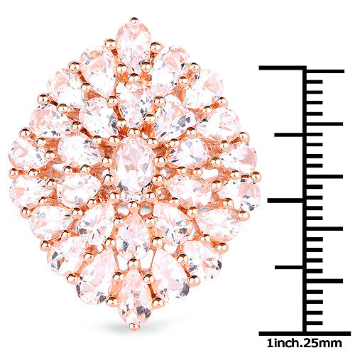 Bids.com 18K Rose Gold Plated 4.55 Carat Genuine Morganite .925 Sterling Silver Ring Rings