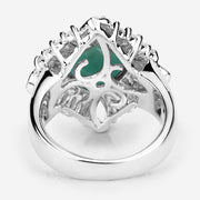Bids.com "2.57 Carat Genuine Emerald, White Topaz and White Diamond .925 Sterling Silver Ring Rings