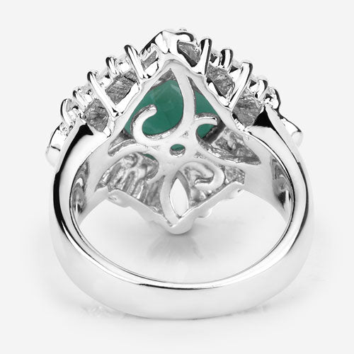 Bids.com "2.57 Carat Genuine Emerald, White Topaz and White Diamond .925 Sterling Silver Ring Rings