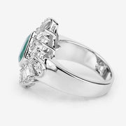 Bids.com "2.57 Carat Genuine Emerald, White Topaz and White Diamond .925 Sterling Silver Ring Rings