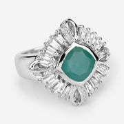 Bids.com "2.57 Carat Genuine Emerald, White Topaz and White Diamond .925 Sterling Silver Ring Rings