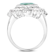 Bids.com "2.57 Carat Genuine Emerald, White Topaz and White Diamond .925 Sterling Silver Ring Rings