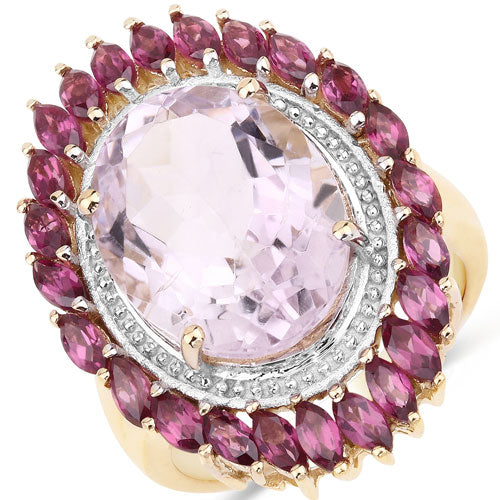 Bids.com 10.16 Carat Genuine Pink Amethyst and Rhodolite .925 Sterling Silver Ring Rings