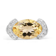 Bids.com 4.55 Carat Genuine Citrine and White Diamond .925 Sterling Silver Ring Rings