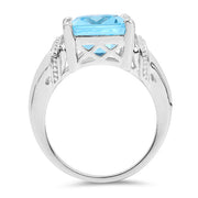 Bids.com 8.89 Carat Genuine Swiss Blue Topaz .925 Sterling Silver Ring Rings