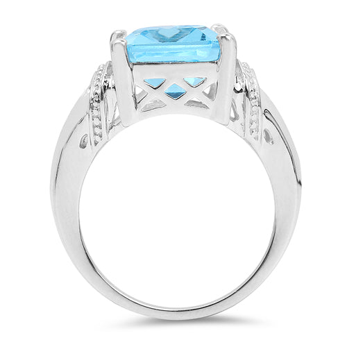 Bids.com 8.89 Carat Genuine Swiss Blue Topaz .925 Sterling Silver Ring Rings