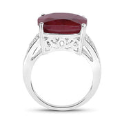 Bids.com 14.47 Carat Dyed Ruby and White Topaz .925 Sterling Silver Ring Rings