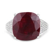 Bids.com 14.47 Carat Dyed Ruby and White Topaz .925 Sterling Silver Ring Rings