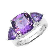 Bids.com 4.10 Carat Genuine Amethyst .925 Sterling Silver Ring Rings