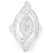 Bids.com 1.22 Carat Genuine White Diamond .925 Sterling Silver Ring Rings