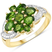 Bids.com 1.26 Carat Genuine Chrome Diopside .925 Sterling Silver Ring Rings