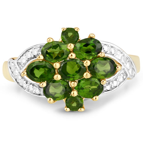 Bids.com 1.26 Carat Genuine Chrome Diopside .925 Sterling Silver Ring Rings