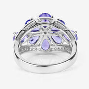 Bids.com 3.24 Carat Genuine Tanzanite and White Topaz .925 Sterling Silver Ring Rings