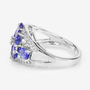 Bids.com 3.24 Carat Genuine Tanzanite and White Topaz .925 Sterling Silver Ring Rings
